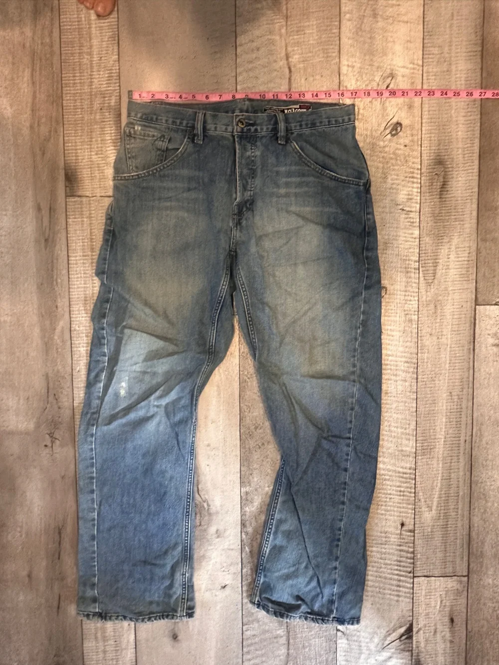 Early 2000s Volcom Men’s Wide Leg Jeans in Faded Blue Wash Ergo 2